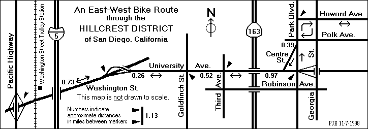 Map of Bike Route Through Hillcrest