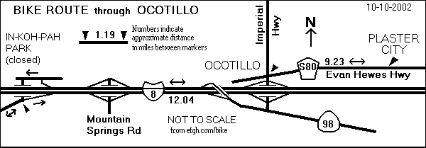 Map of Bike Route Through Ocotillo